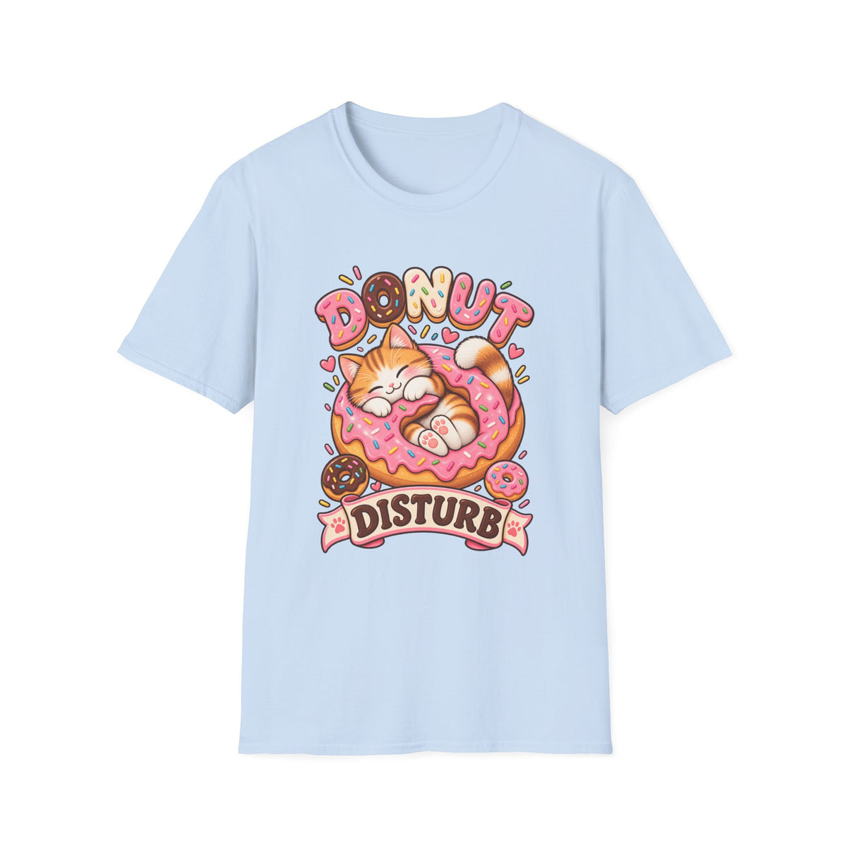 Donut Disturb Cat T-Shirt — Cute Sleeping Kitty Donut Graphic Tee