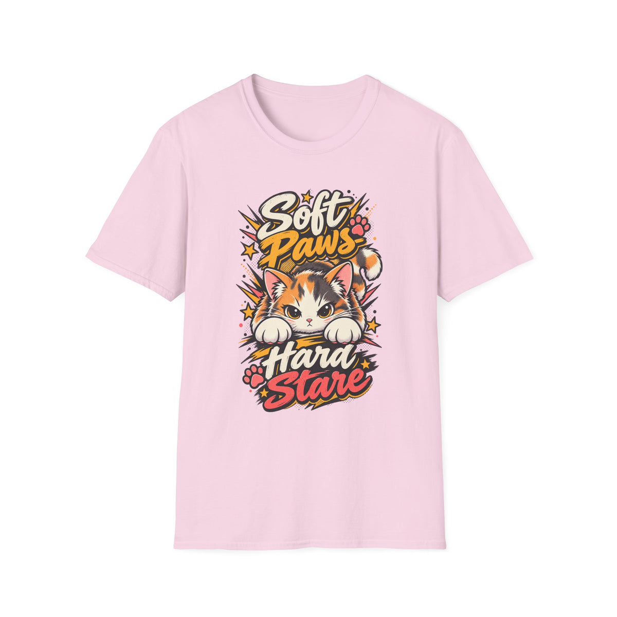 Soft Paws Cat T-Shirt — "Soft Paws, Hard Stare" Cute Cat Graphic Tee