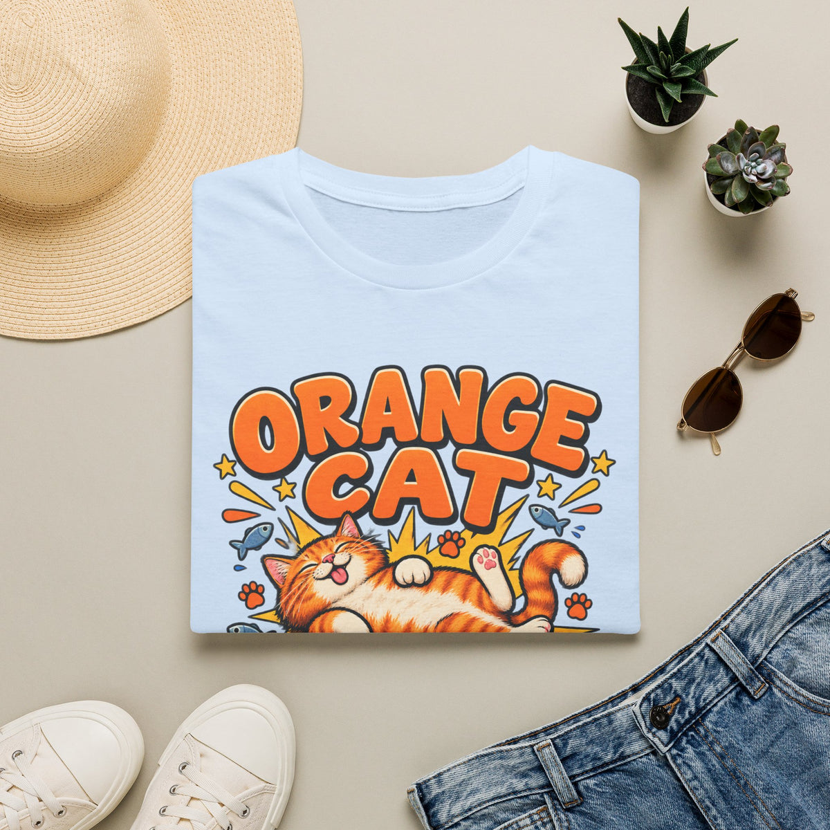 Orange Cat T‑Shirt — “Orange Cat Logic: No Thoughts, Just Vibes” Cute Retro Kitty Tee