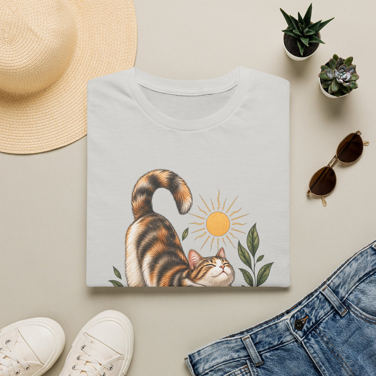 Cat Stretch T-Shirt — Whisker Sunshine Graphic Tee