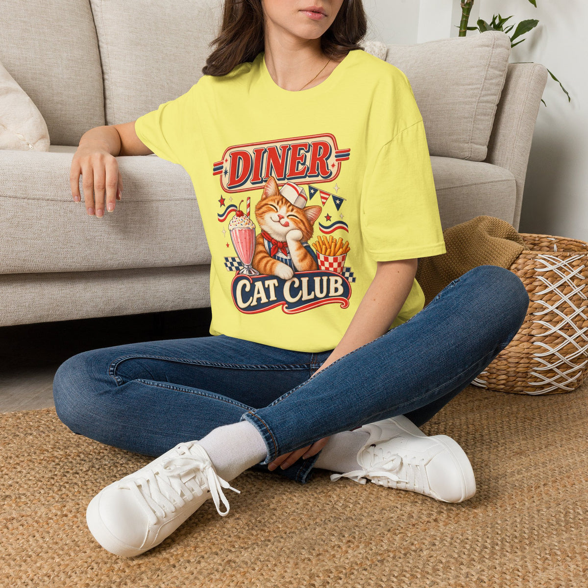Diner Cat Club T‑Shirt — Retro Cute Cat Diner Graphic Tee
