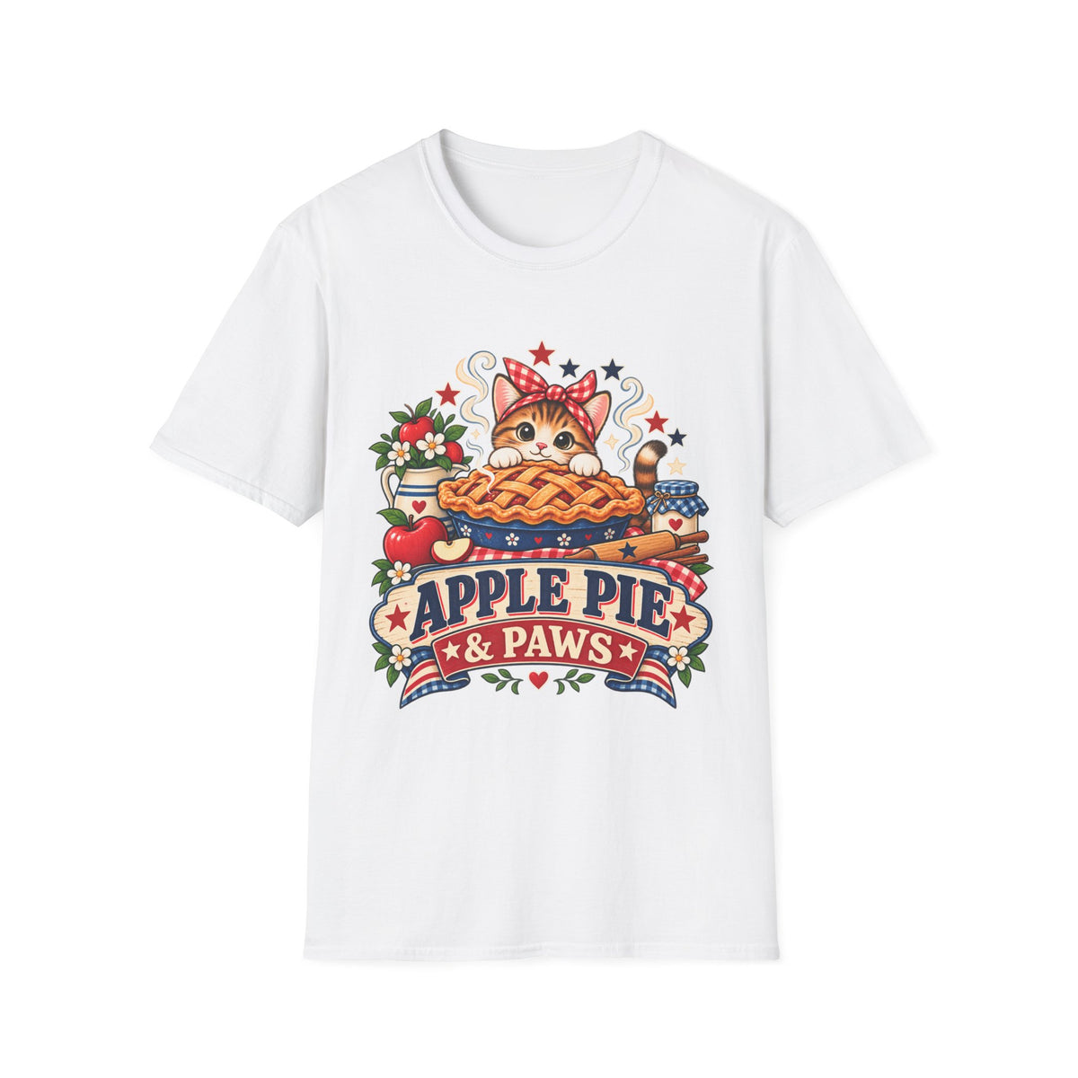 Apple Pie & Paws T-Shirt — Cute Cat Baking Graphic Tee