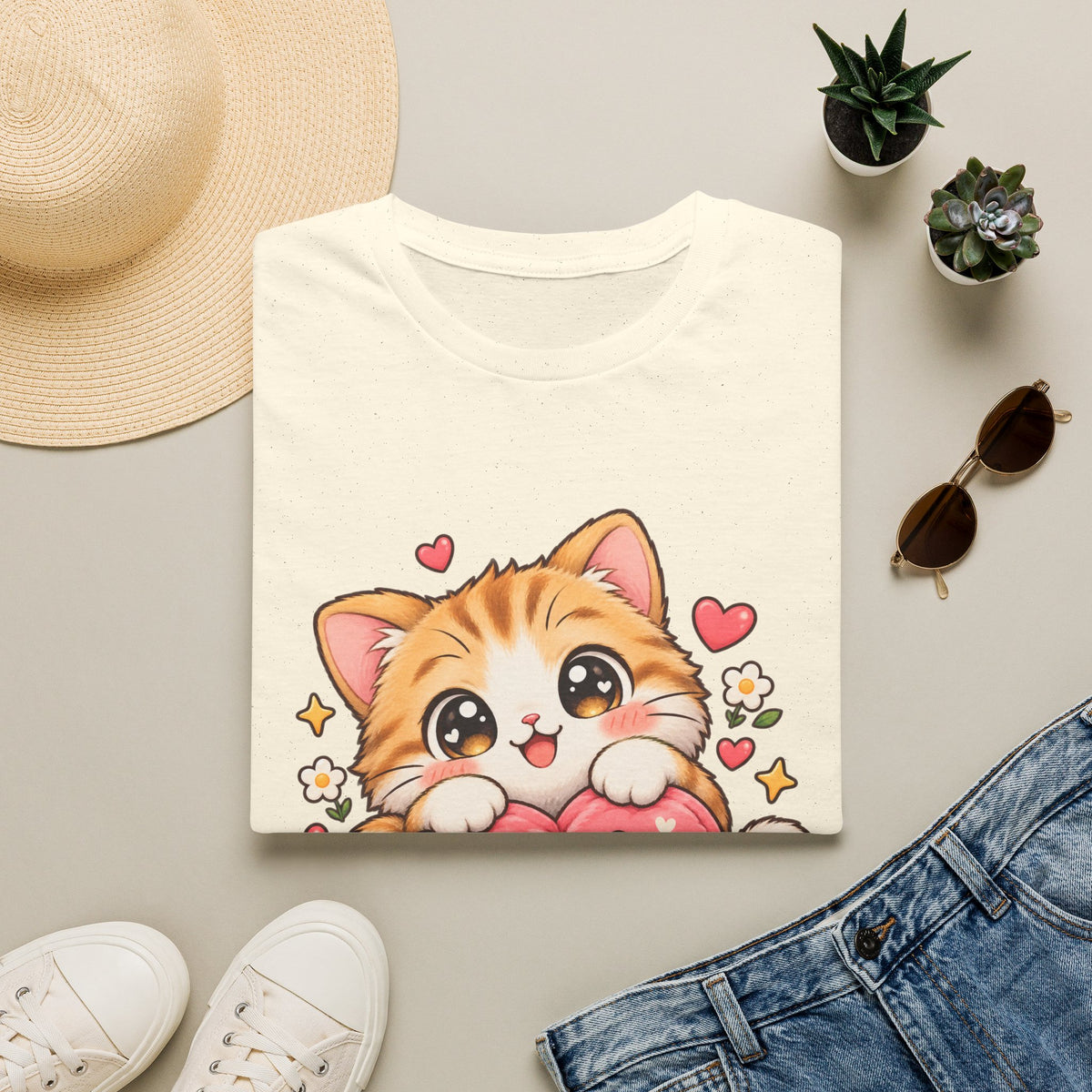 Cute Kitten "Hug Me" T-Shirt — Adorable Heart Cat Graphic Tee