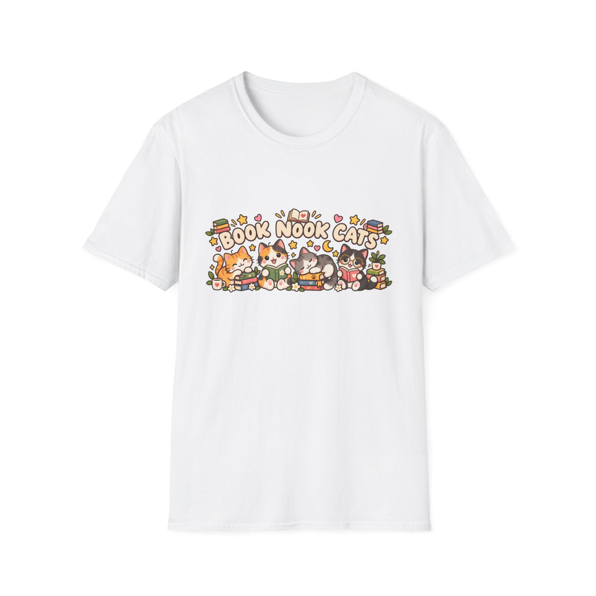 Book Nook Cats T-Shirt — Cute Reading Cat Graphic Tee for Book Lovers
