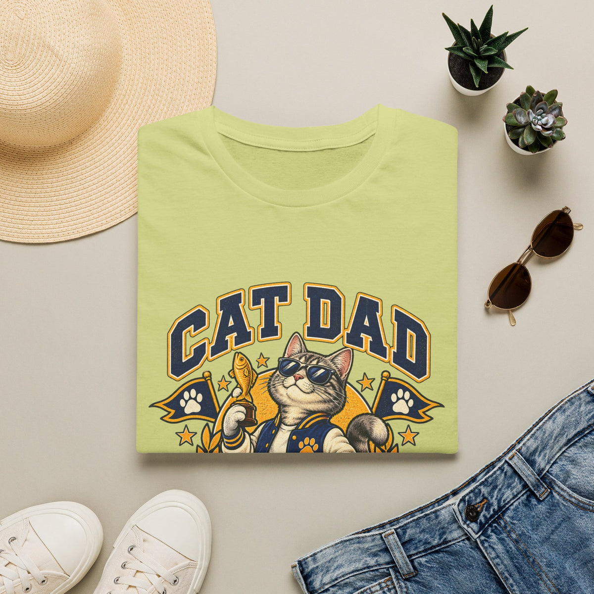 Cat Dad T-Shirt — Retro Athletic Cat Dad Graphic Tee