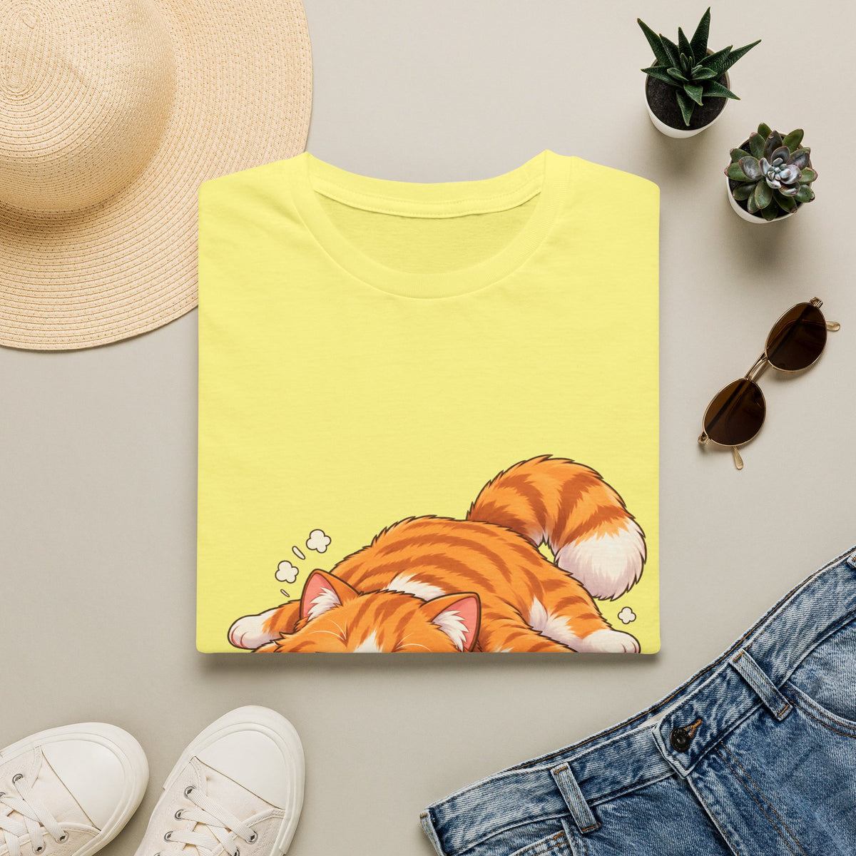 Sleeping Ginger Cat T-Shirt — Cute Napping Kitty Tee