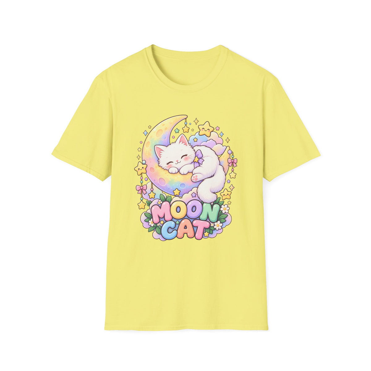 Moon Cat T-Shirt — Cute Sleeping Kitty on Crescent Moon