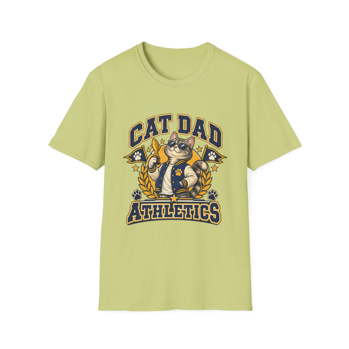 Cat Dad T-Shirt — Retro Athletic Cat Dad Graphic Tee