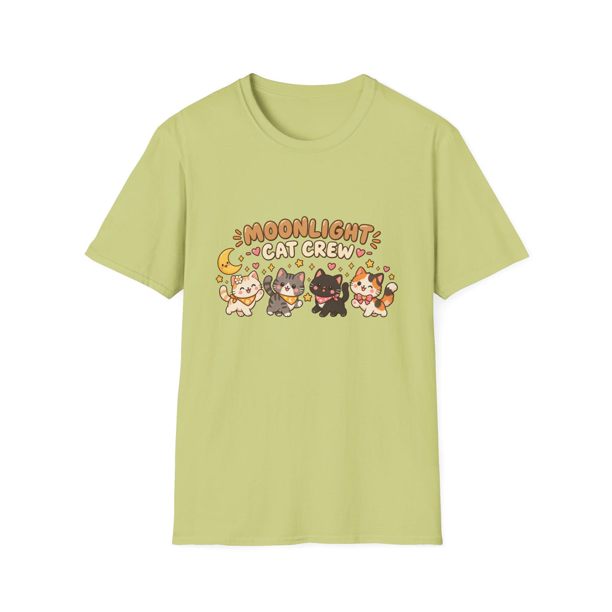 Moonlight Cat Crew T-Shirt — Cute Kawaii Cat Graphic Tee