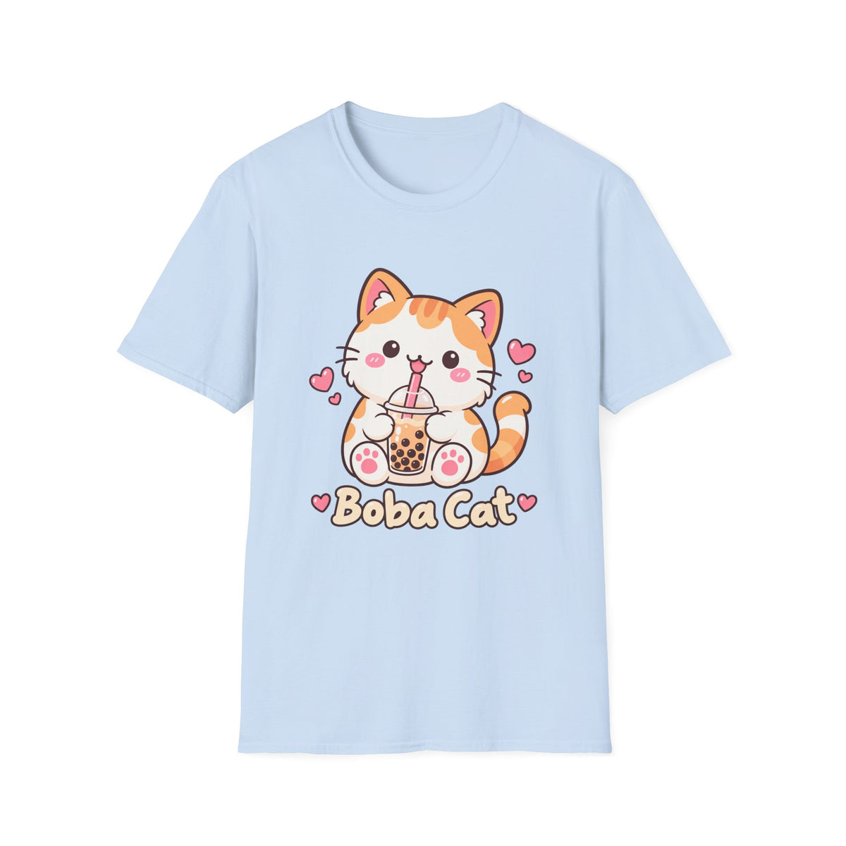 Boba Cat Cute Kawaii Bubble Tea Graphic Tee