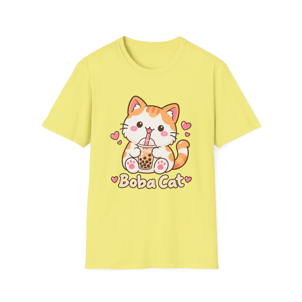 Boba Cat Cute Kawaii Bubble Tea Graphic Tee