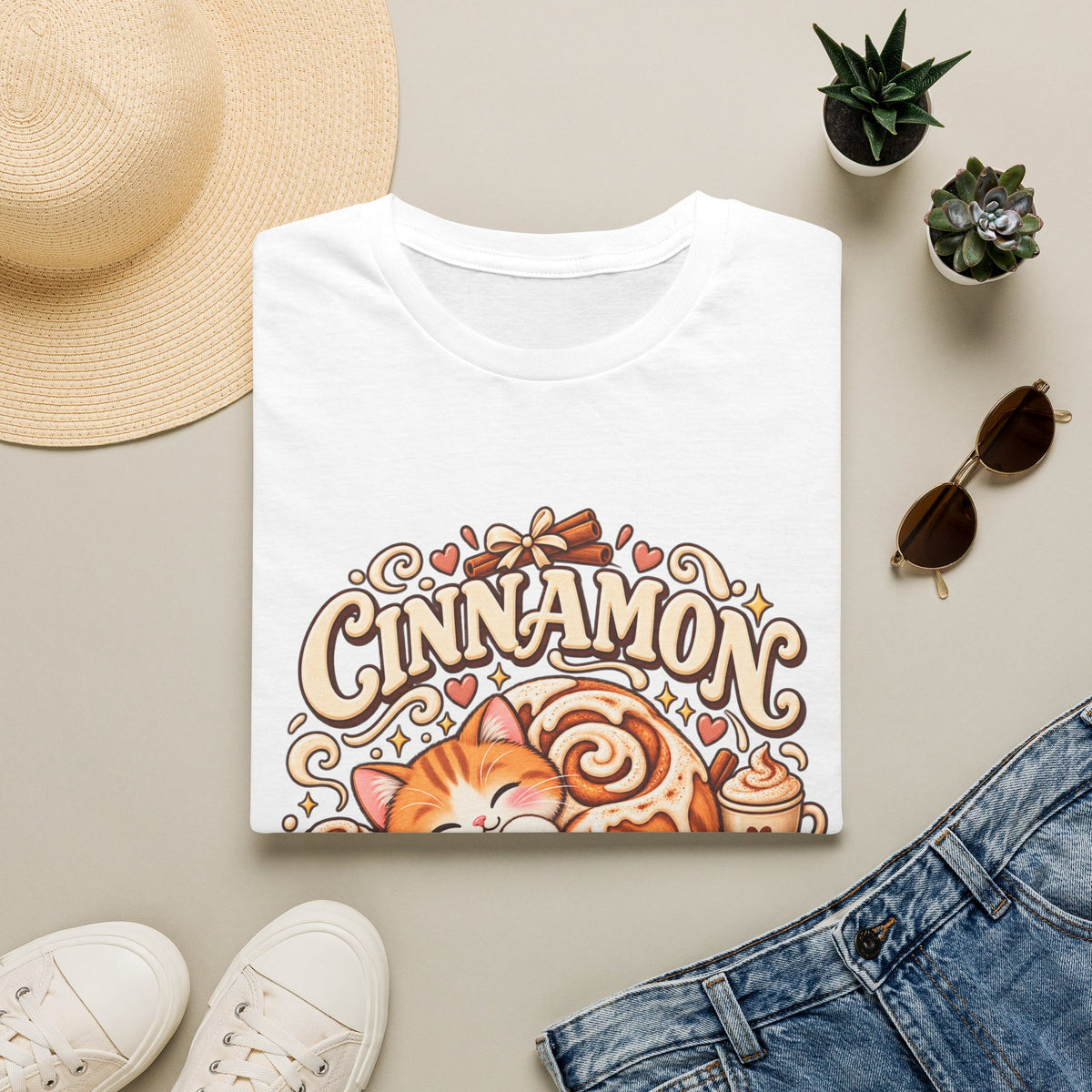 T-Shirt — "Cinnamon Roll Soul" Cute Cat & Pastry Graphic Tee