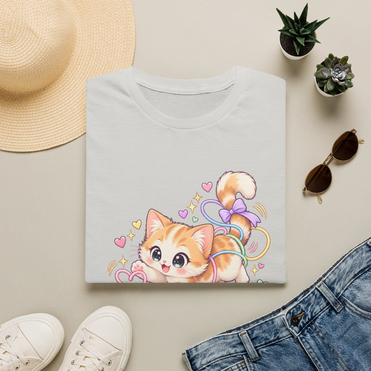 Cute Kitten Graphic T-Shirt — "Tiny Chaos" Pastel Cat Design