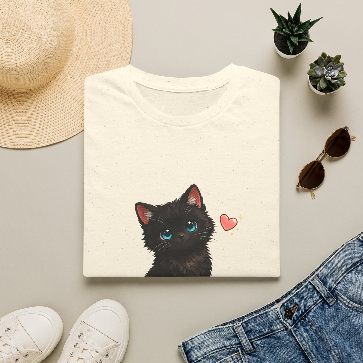 Black Kitten "I'm the Lucky One" T-Shirt — Cute Cat Graphic Tee for Cat Lovers