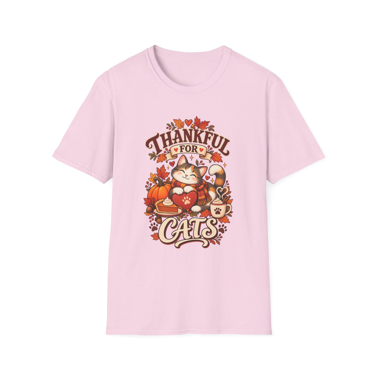Thankful for Cats T-Shirt — Thanksgiving Fall Cat Lover Tee