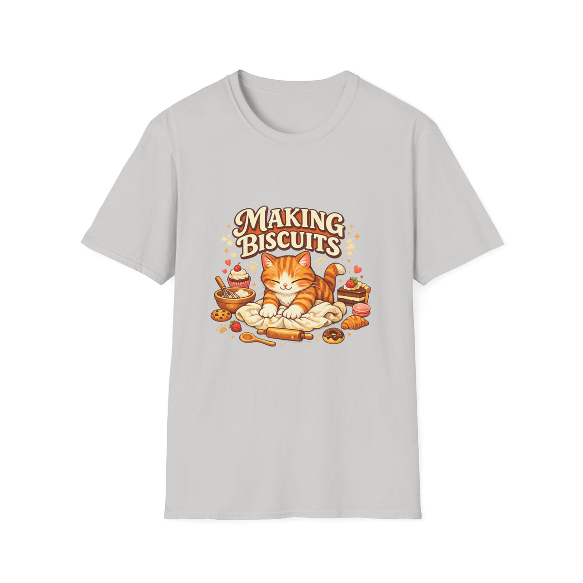 T-Shirt — "Making Biscuits" Cute Cat Graphic Tee — Cozy Cat Mom Gift