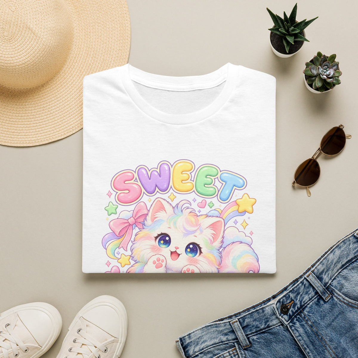 Sweet Paws Cute Pastel Cat T-Shirt