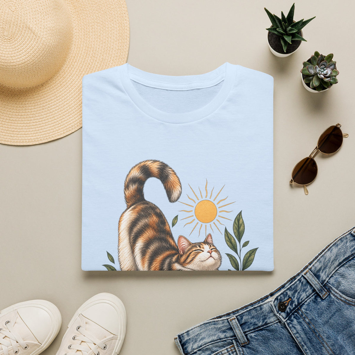 Cat Stretch T-Shirt — Whisker Sunshine Graphic Tee