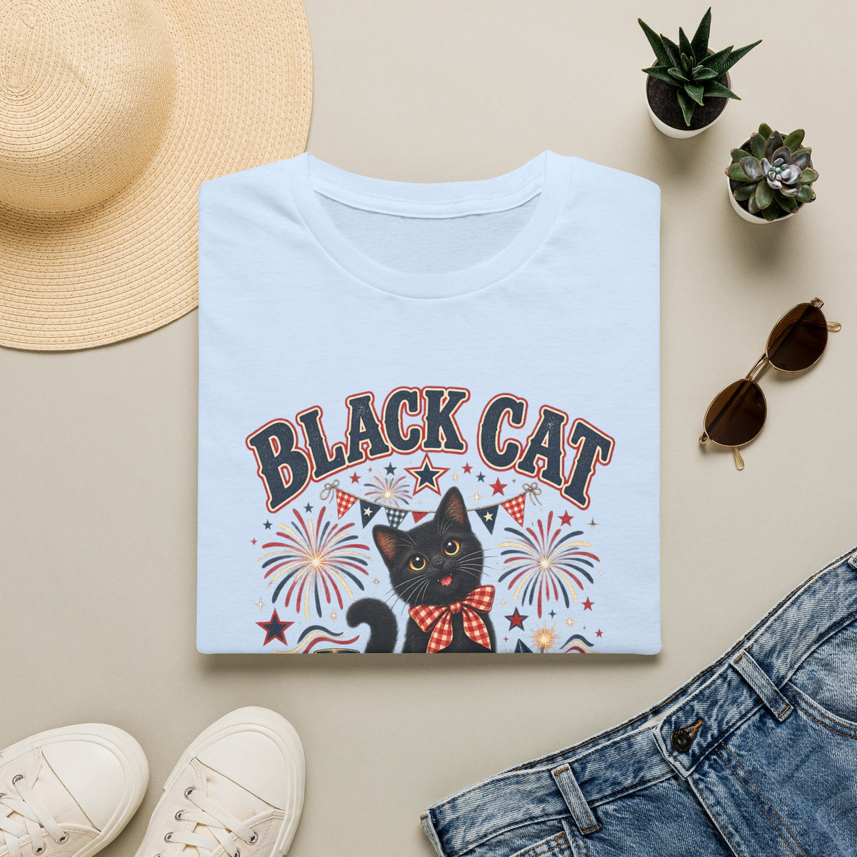 Black Cat Sparkle Club Tee – Cute Retro Cat Graphic T‑Shirt
