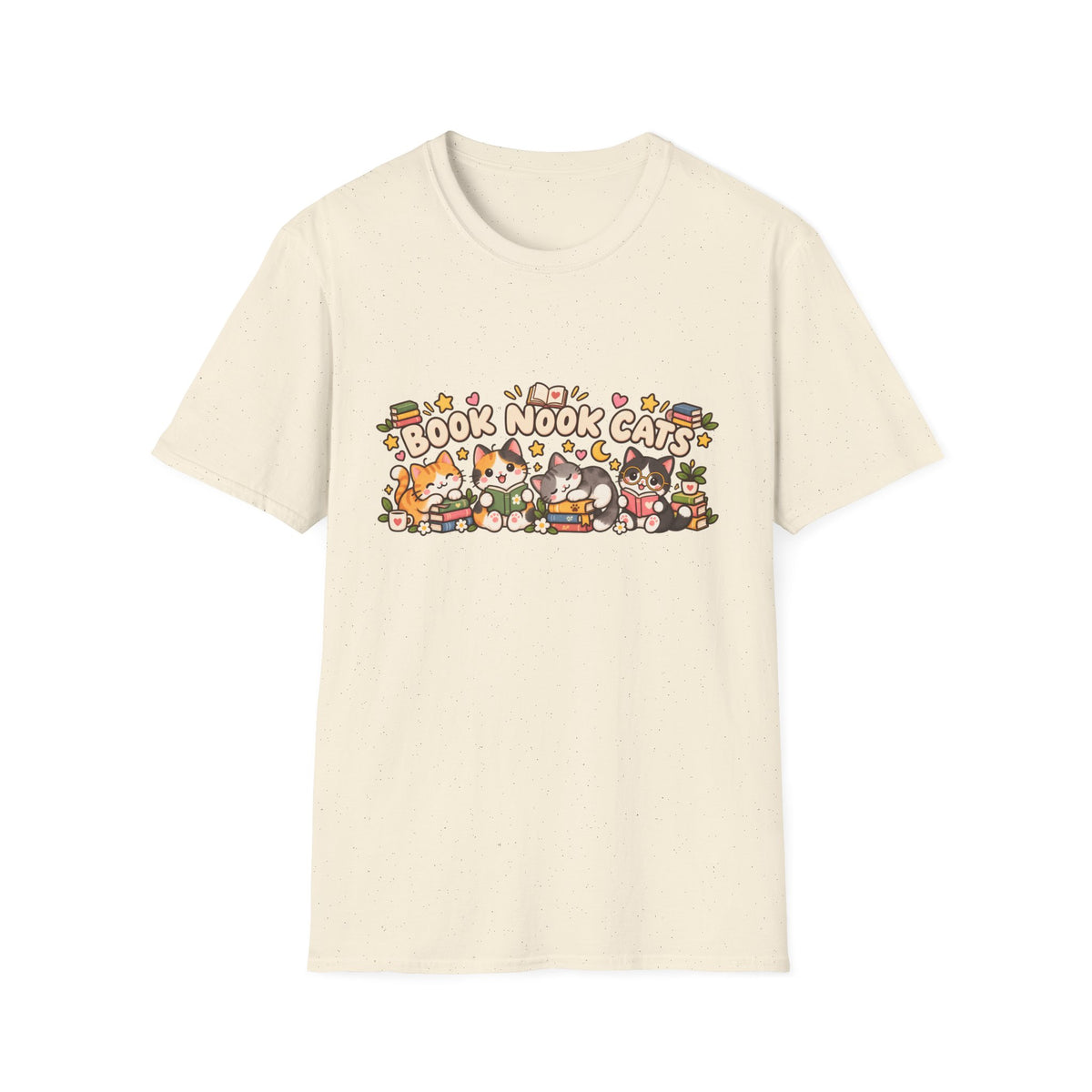 Book Nook Cats T-Shirt — Cute Reading Cat Graphic Tee for Book Lovers