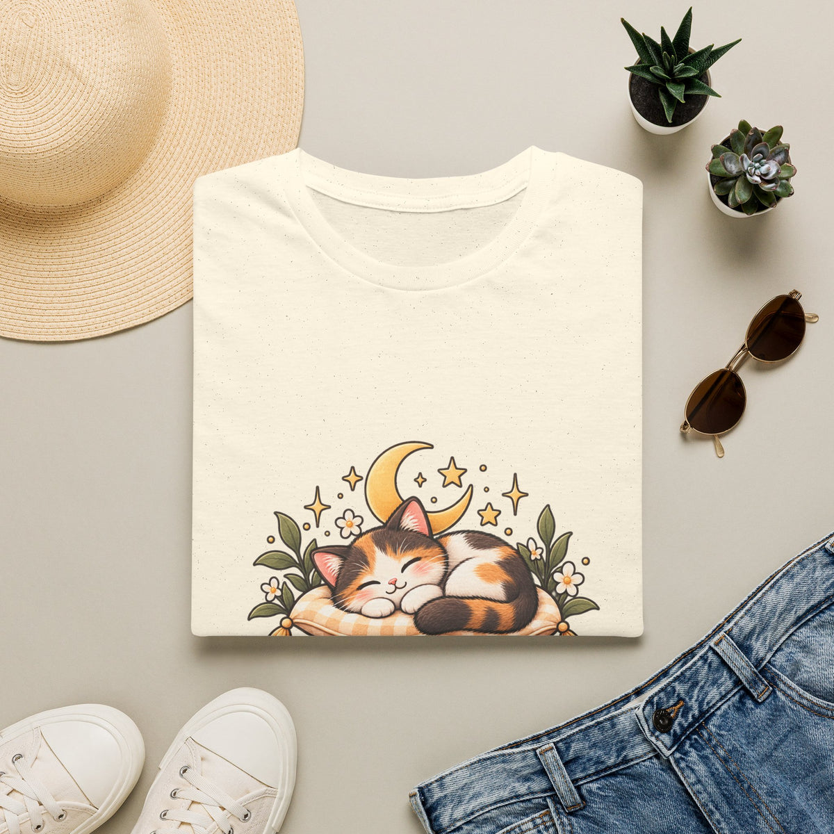 Cat Nap T-Shirt — Cute Sleeping Calico Cat Design