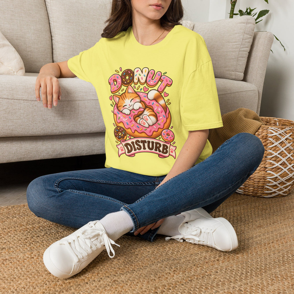 Donut Disturb Cat T-Shirt — Cute Sleeping Kitty Donut Graphic Tee
