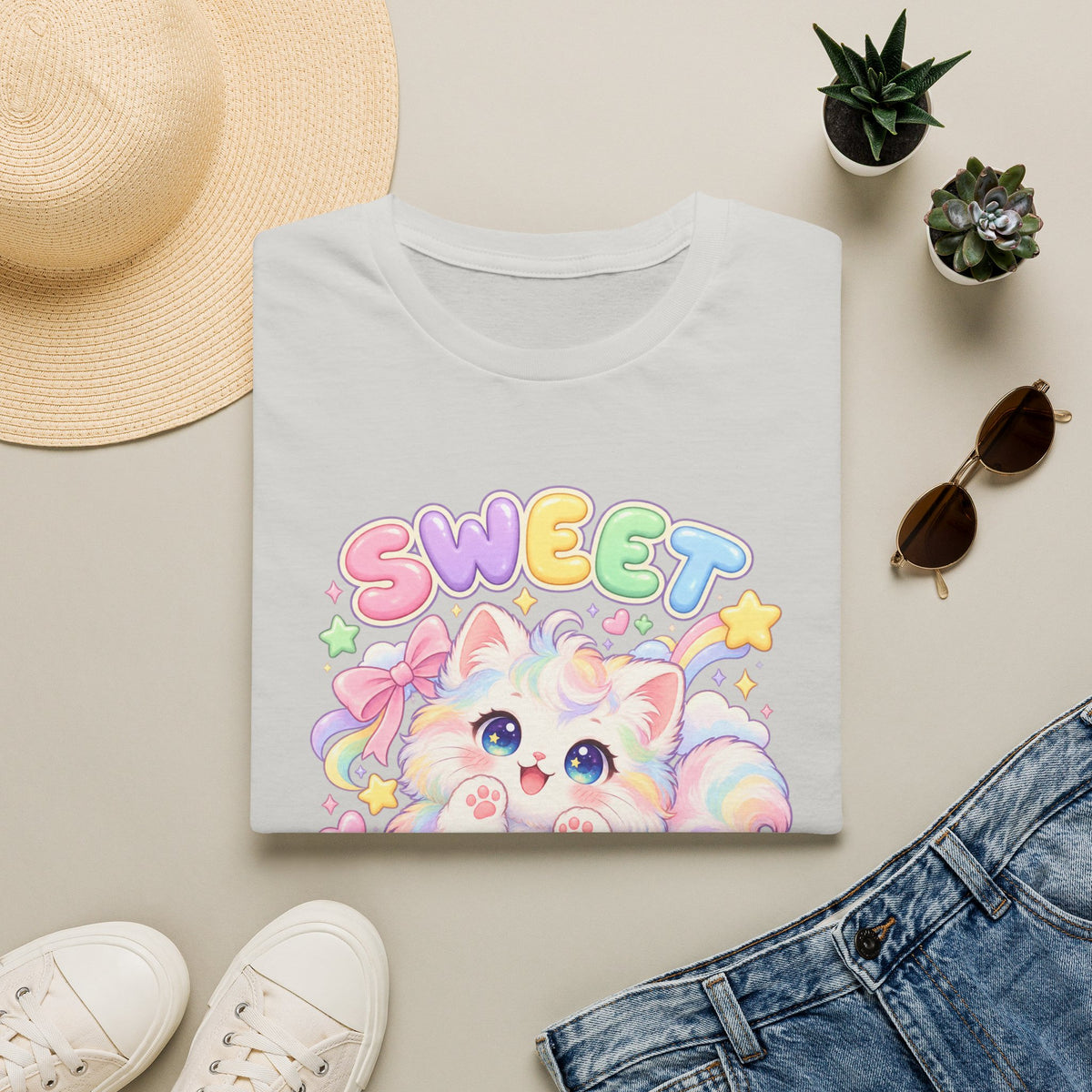 Sweet Paws Cute Pastel Cat T-Shirt