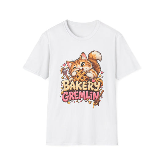 Bakery Gremlin Cat T-Shirt — Cute Cookie-Loving Kitty Graphic Tee