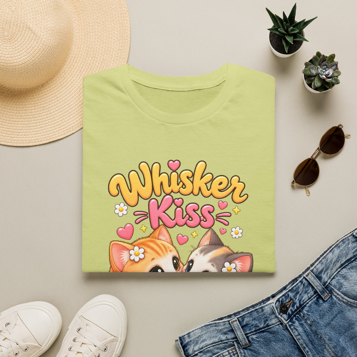 Whisker Kiss T-Shirt — Cute Kissing Kittens Graphic Tee