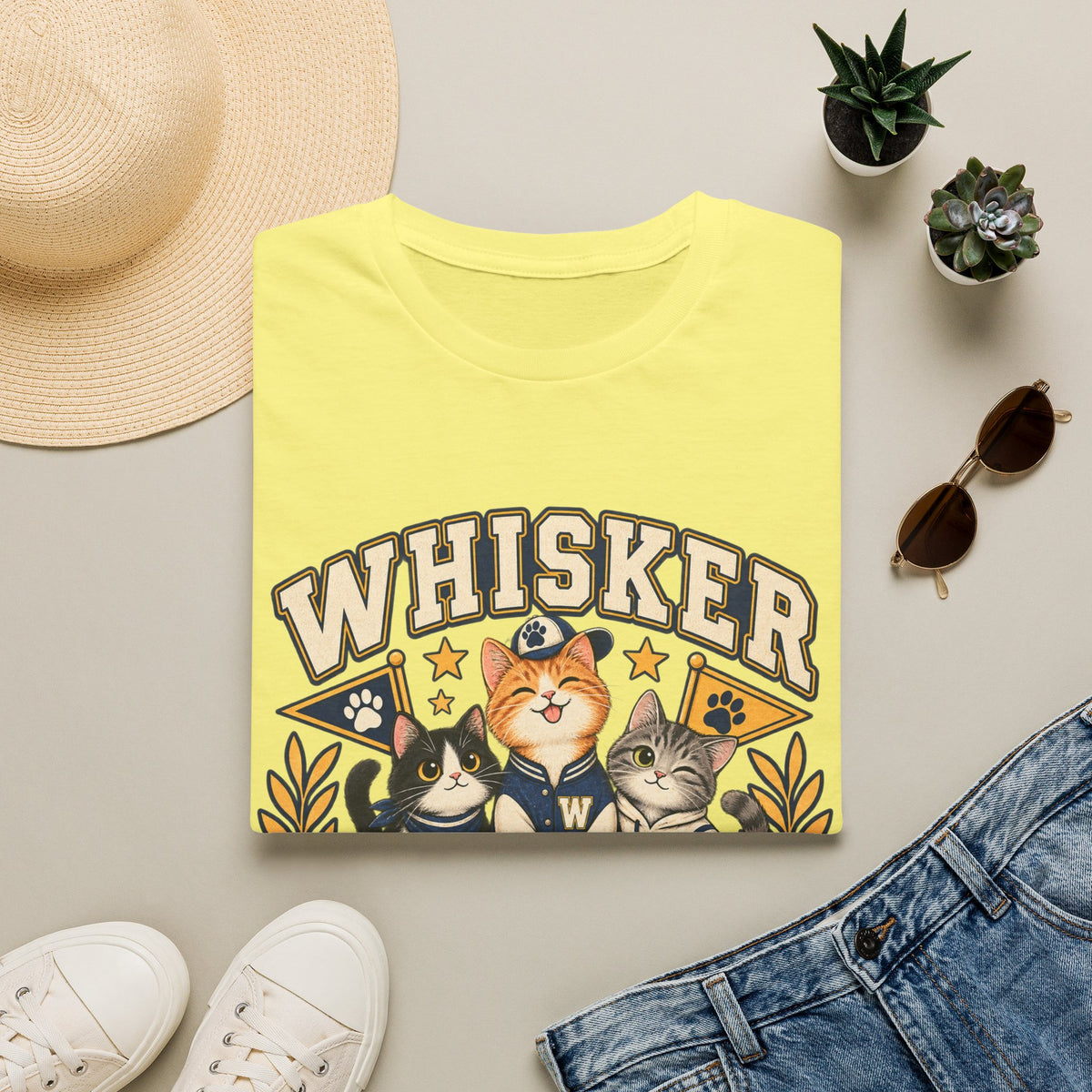 Whisker League Cat T-Shirt — Vintage Athletic Kitten Crew Tee