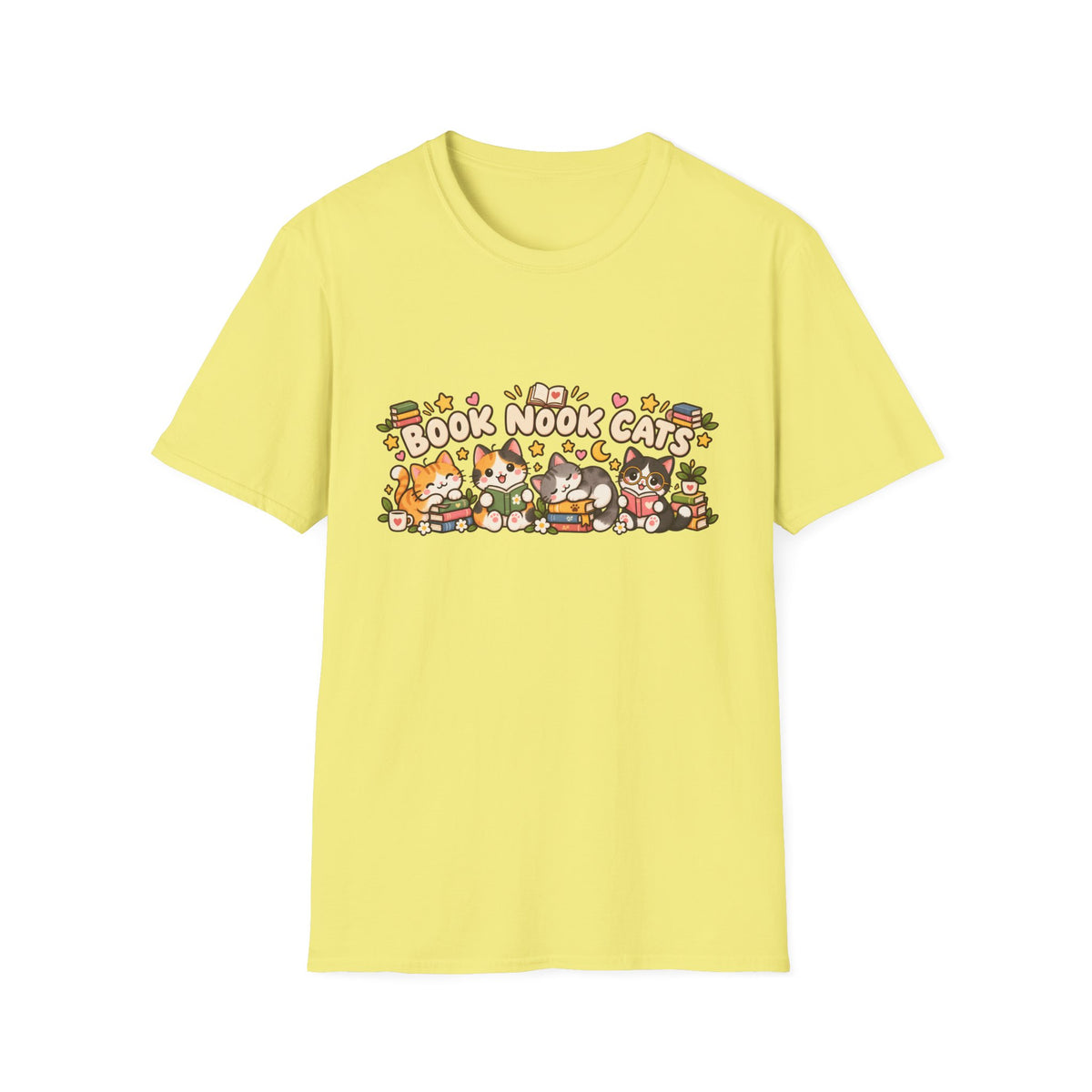 Book Nook Cats T-Shirt — Cute Reading Cat Graphic Tee for Book Lovers