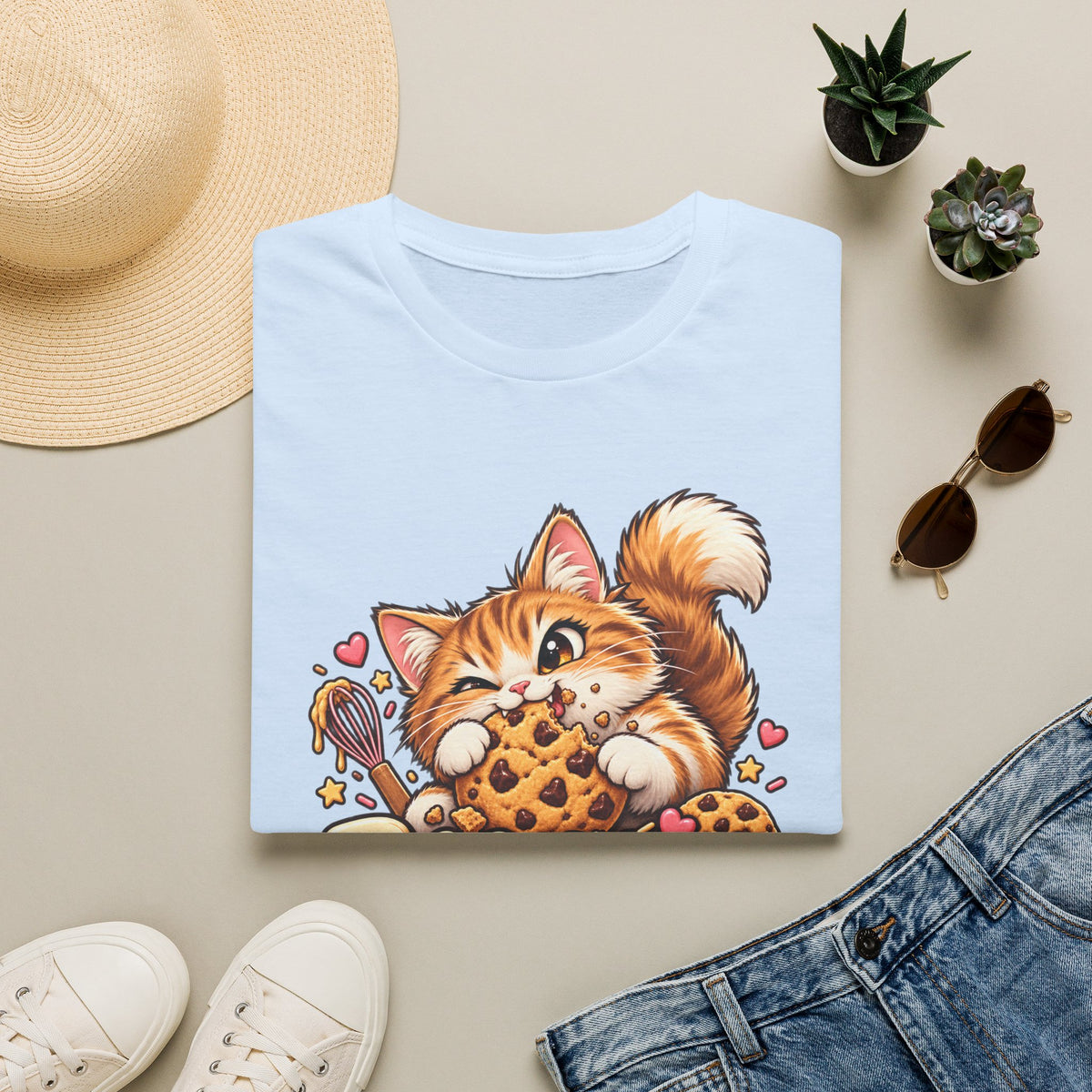 Bakery Gremlin Cat T-Shirt — Cute Cookie-Loving Kitty Graphic Tee