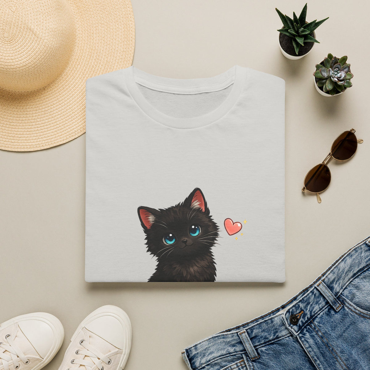 Black Kitten "I'm the Lucky One" T-Shirt — Cute Cat Graphic Tee for Cat Lovers