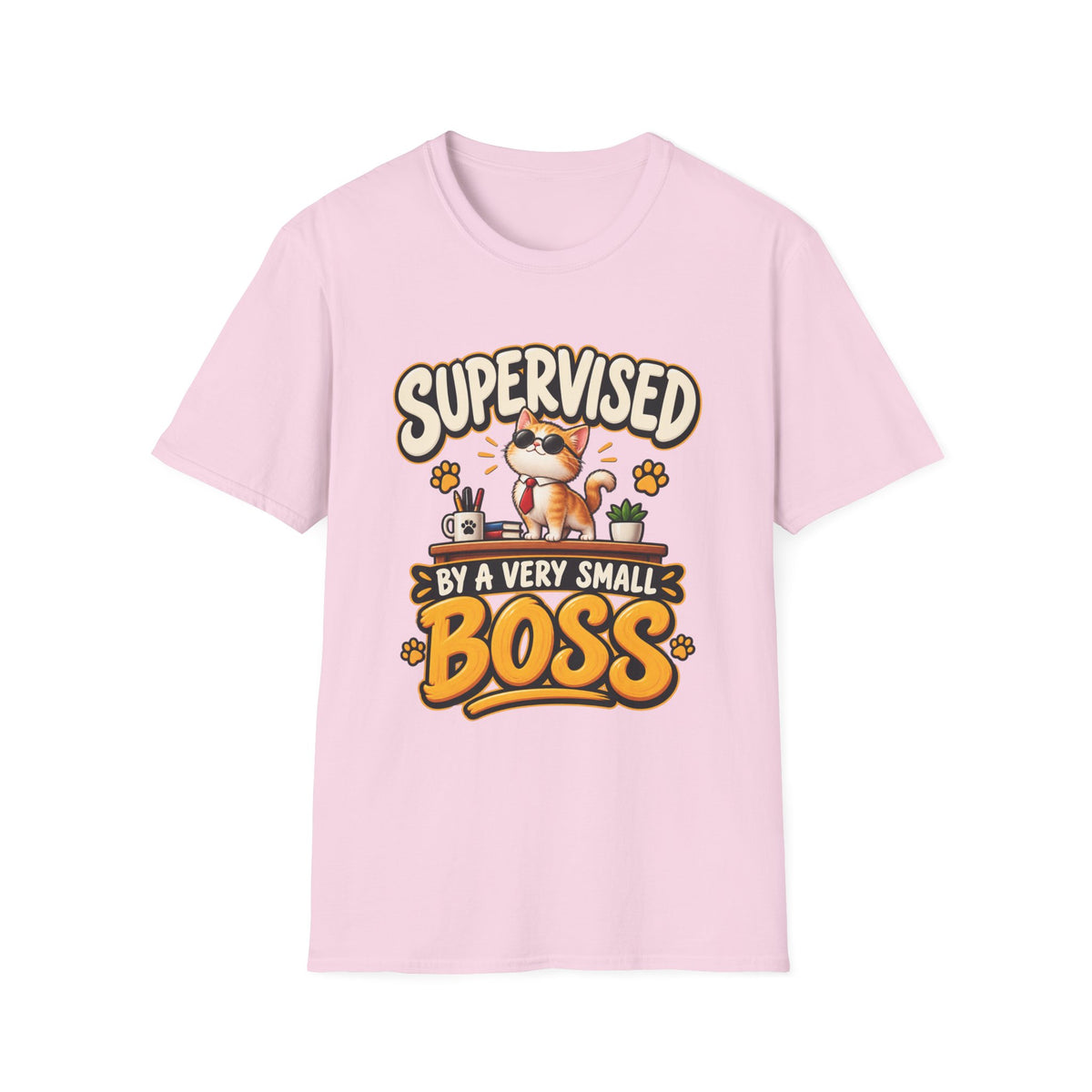 Supervised by a Very Small Boss T-Shirt — Cute Cat Supervisor Graphic Tee