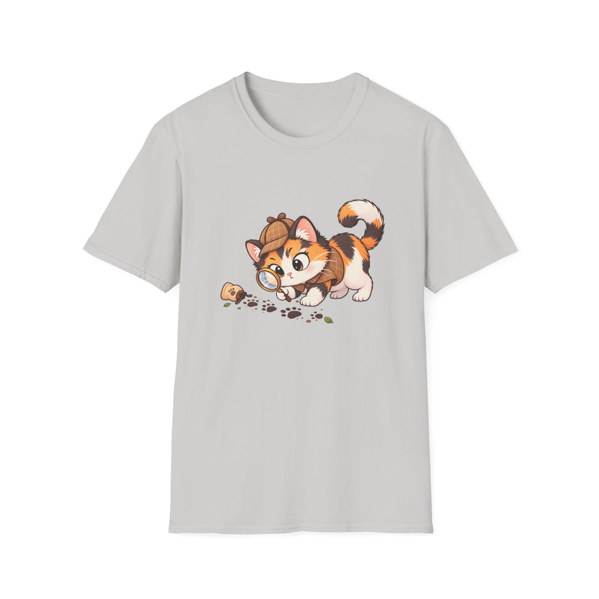 Detective Kitten T‑Shirt — Cute Calico Cat in Sherlock Hat Tee
