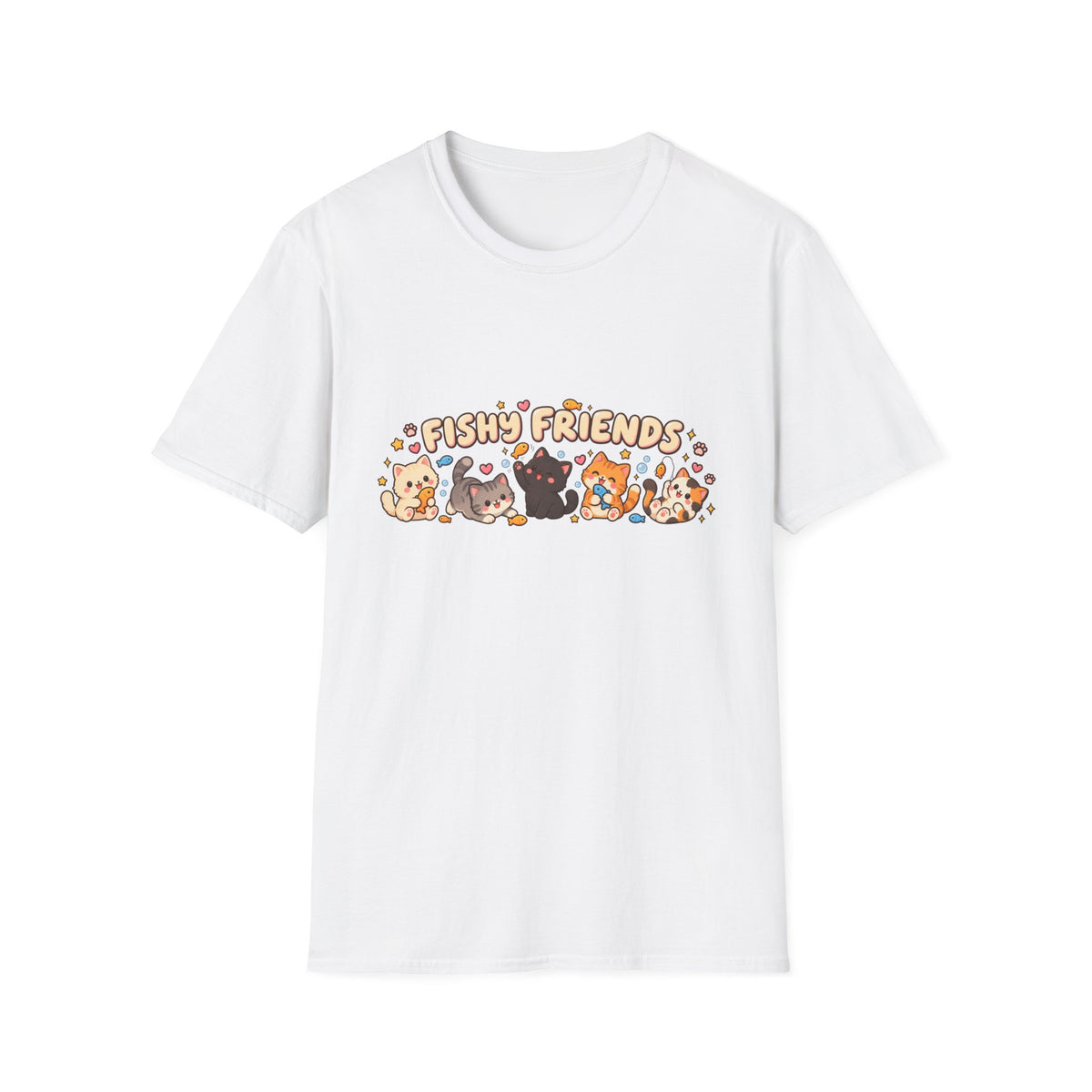 T-Shirt — Cute "Fishy Friends" Cat Graphic Tee | Kawaii Cat Lover Gift