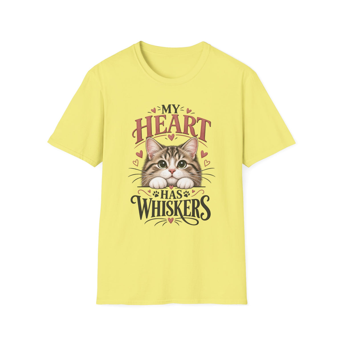 Cat T-Shirt — "My Heart Has Whiskers" Cute Kitten Tee for Cat Lovers