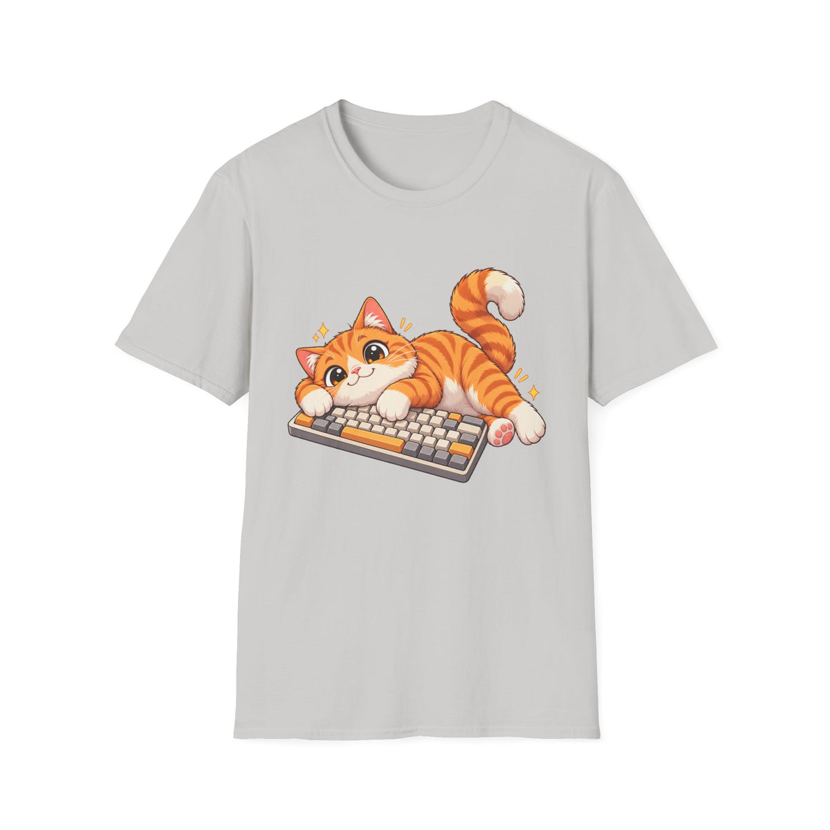 Cute Orange Kitty Playing on Keyboard T-Shirt