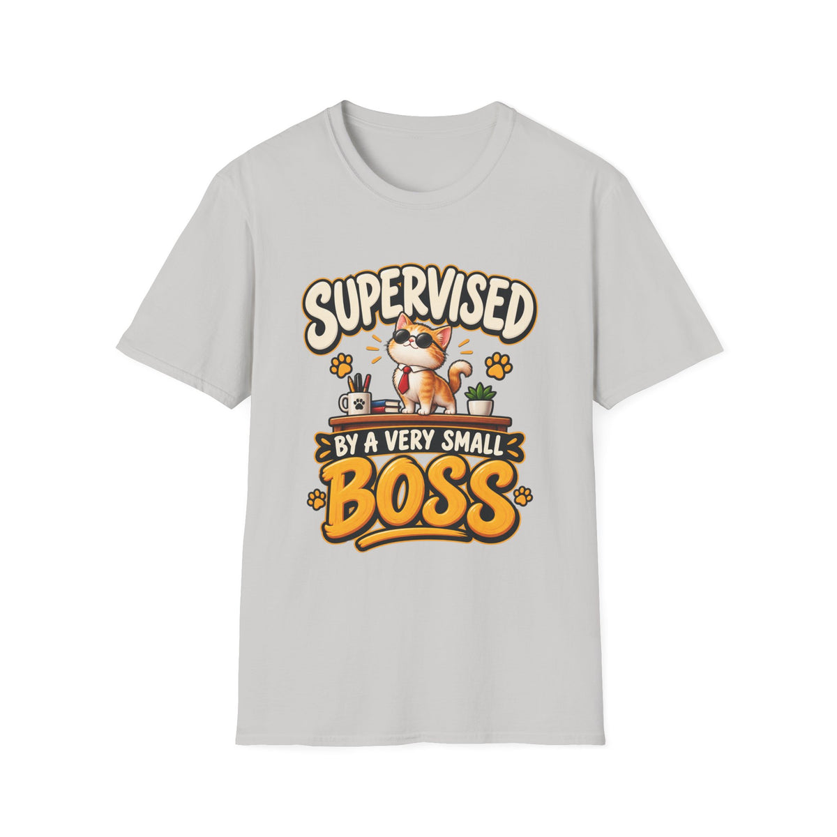 Supervised by a Very Small Boss T-Shirt — Cute Cat Supervisor Graphic Tee
