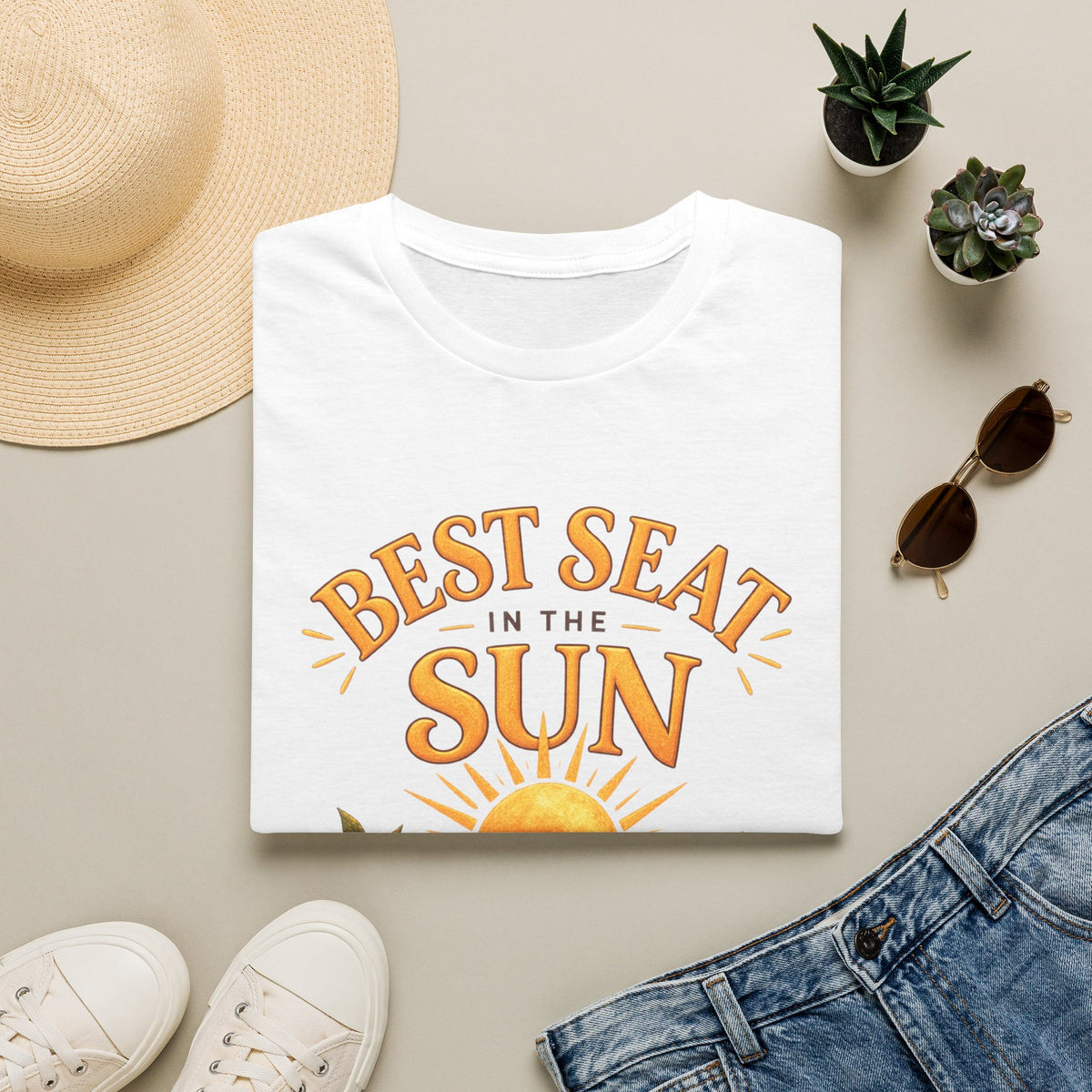 T-Shirt — "Best Seat in the Sun" Cat Graphic Tee