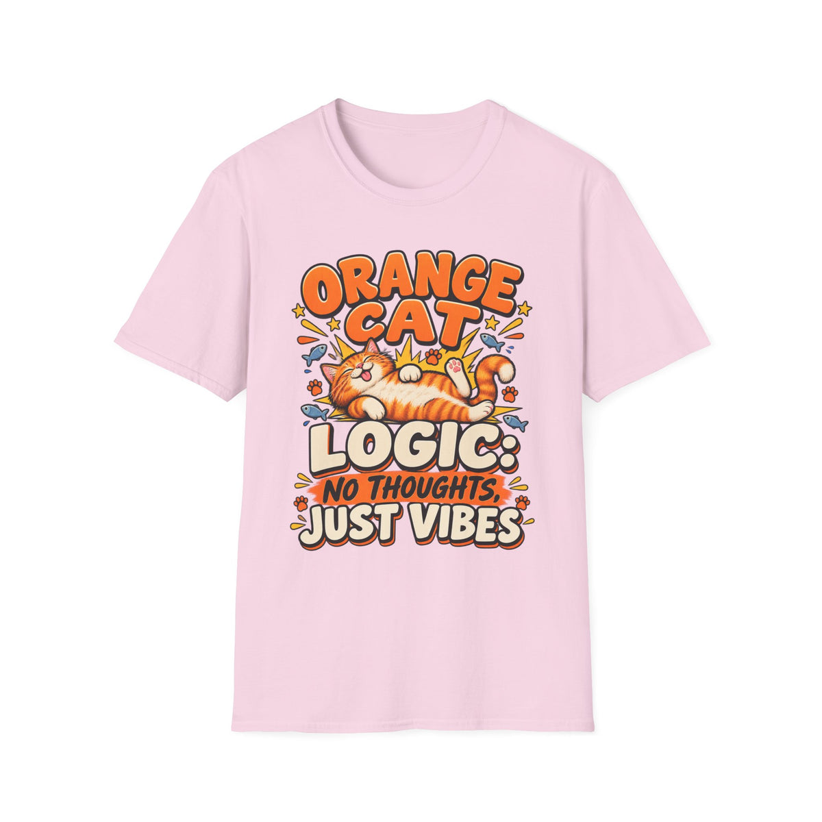Orange Cat T‑Shirt — “Orange Cat Logic: No Thoughts, Just Vibes” Cute Retro Kitty Tee