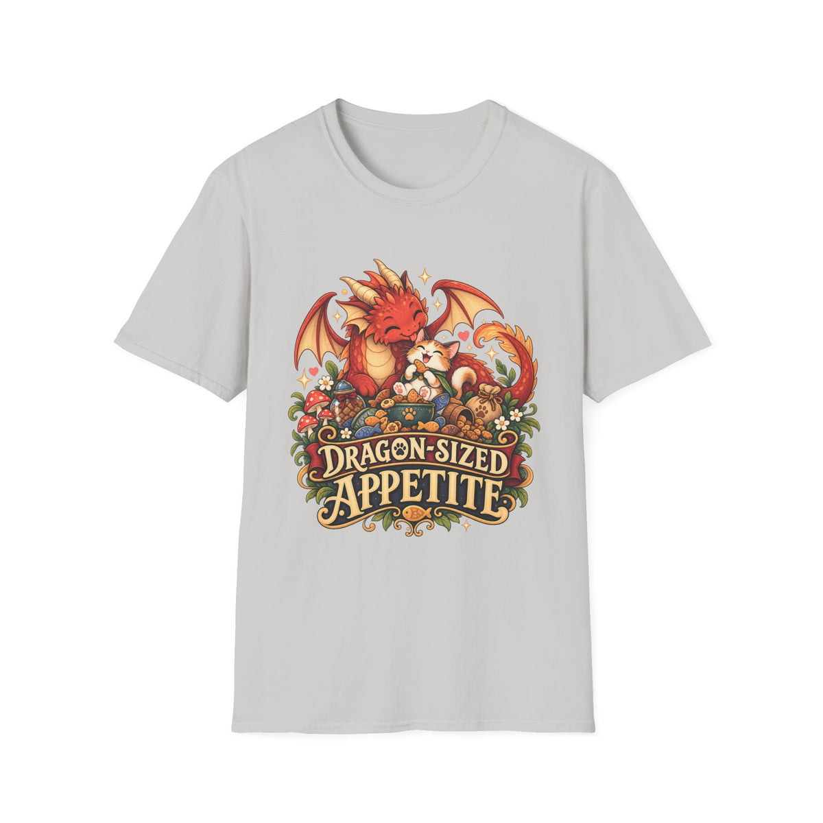Dragon-Sized Appetite T-Shirt — Cute Dragon with Fox Comfort Tee