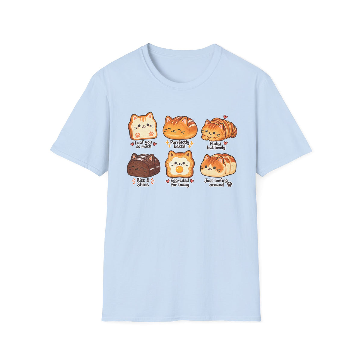Cat Bread T-Shirt — Cute 'Loaf You So Much' Kawaii Bakery Cat Design