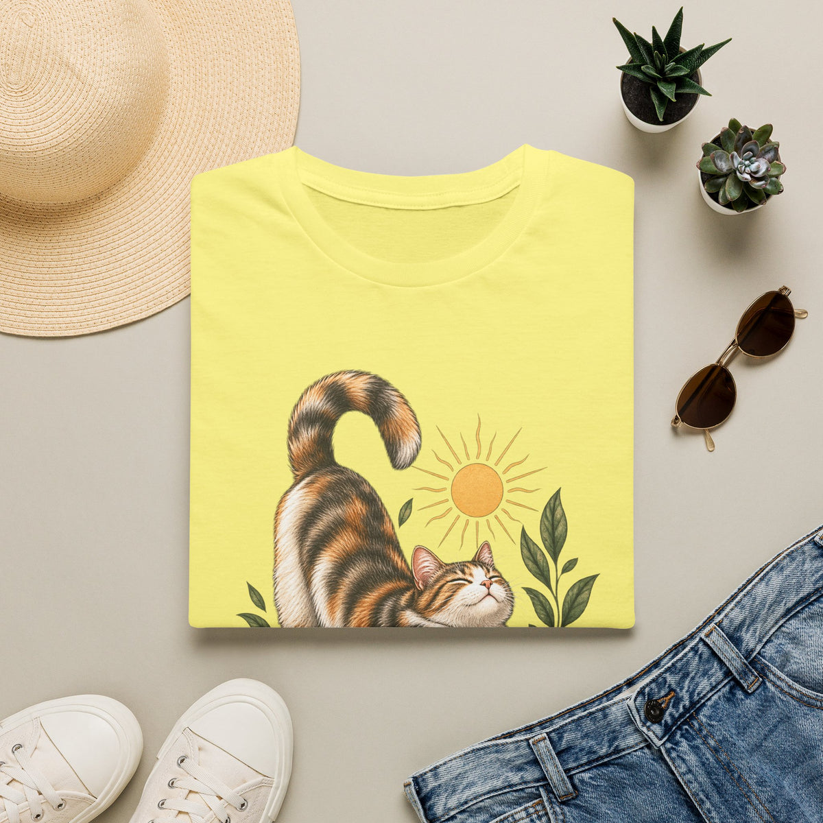 Cat Stretch T-Shirt — Whisker Sunshine Graphic Tee