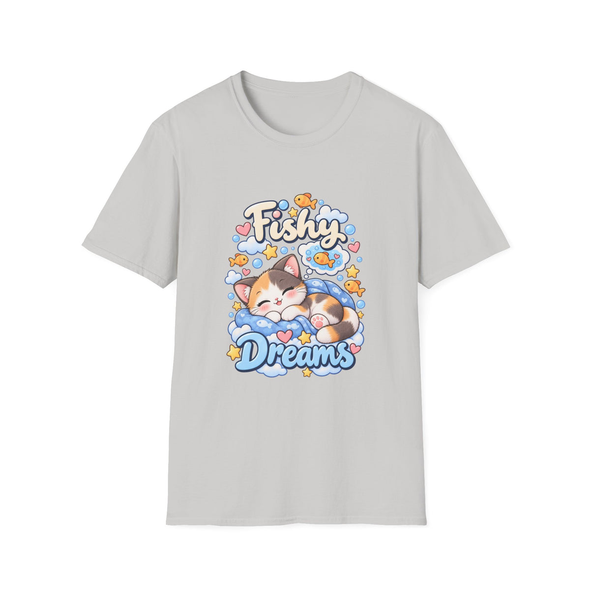 Fishy Dreams T-Shirt — Cute Cat & Goldfish Graphic Tee