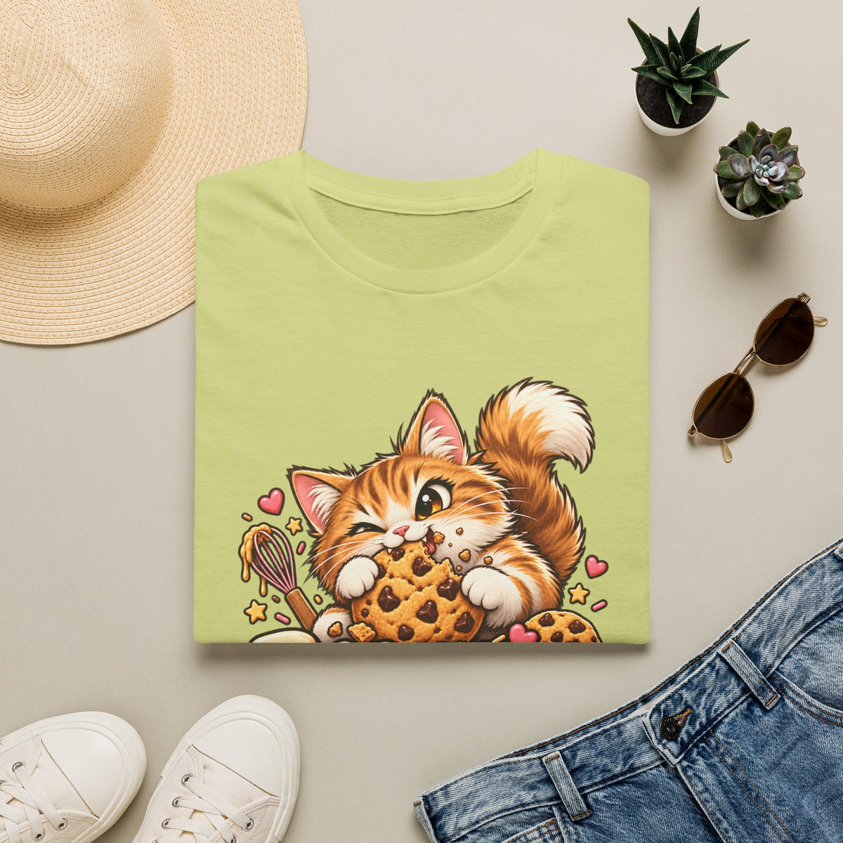 Bakery Gremlin Cat T-Shirt — Cute Cookie-Loving Kitty Graphic Tee