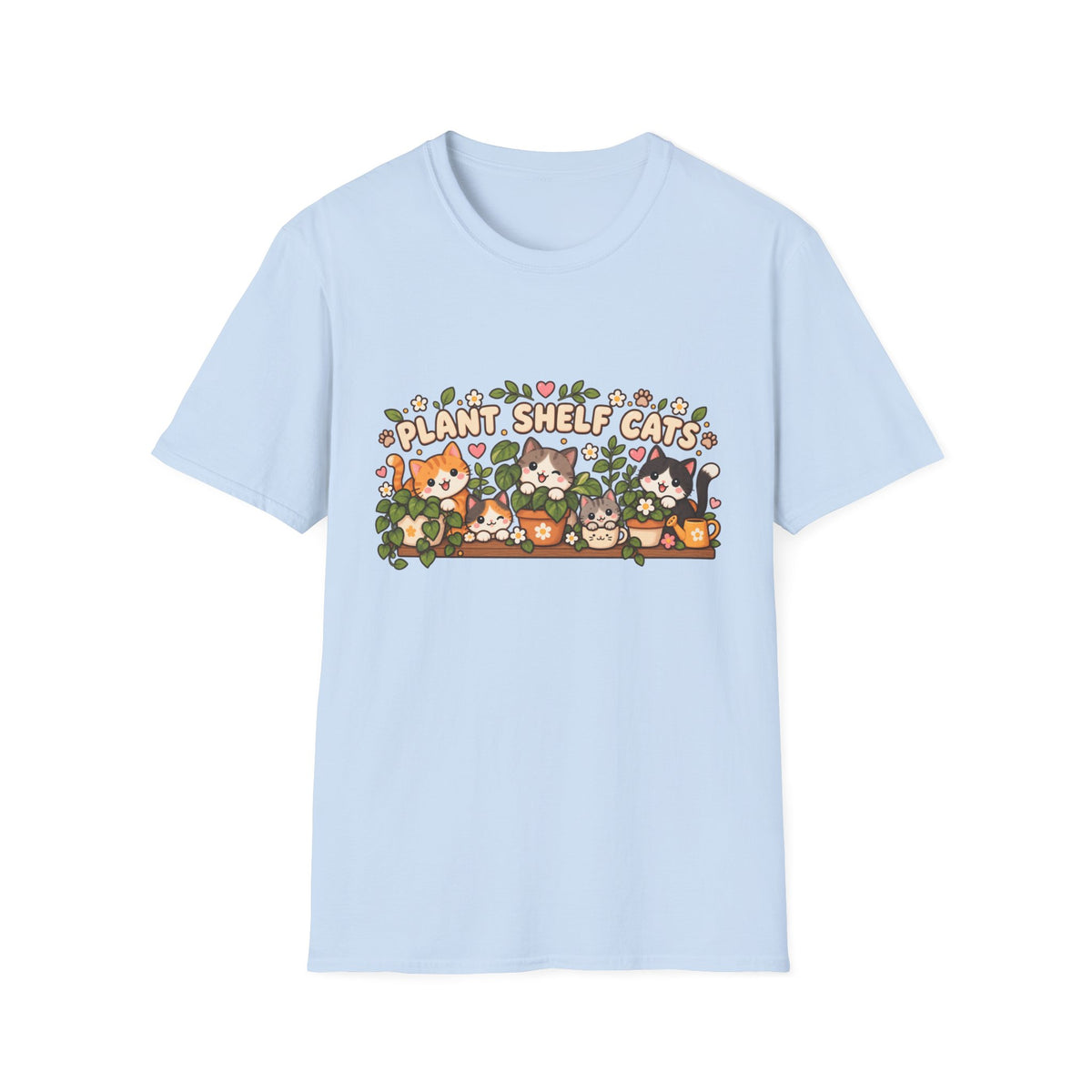 Plant Shelf Cats T-Shirt — Cute Houseplant & Cat Graphic Tee