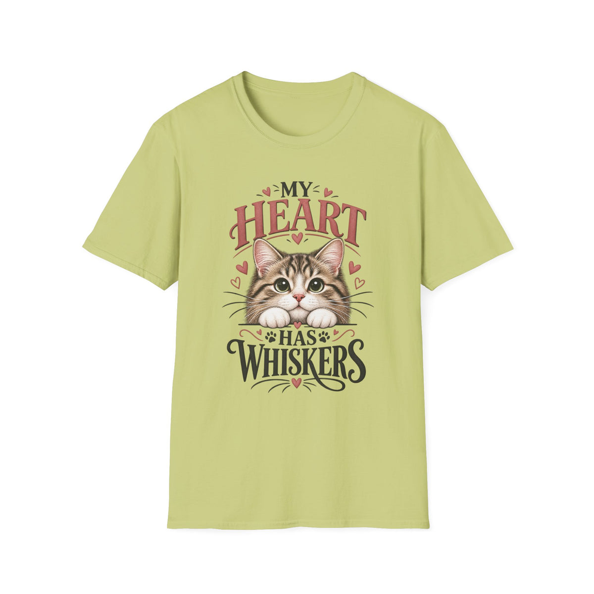 Cat T-Shirt — "My Heart Has Whiskers" Cute Kitten Tee for Cat Lovers