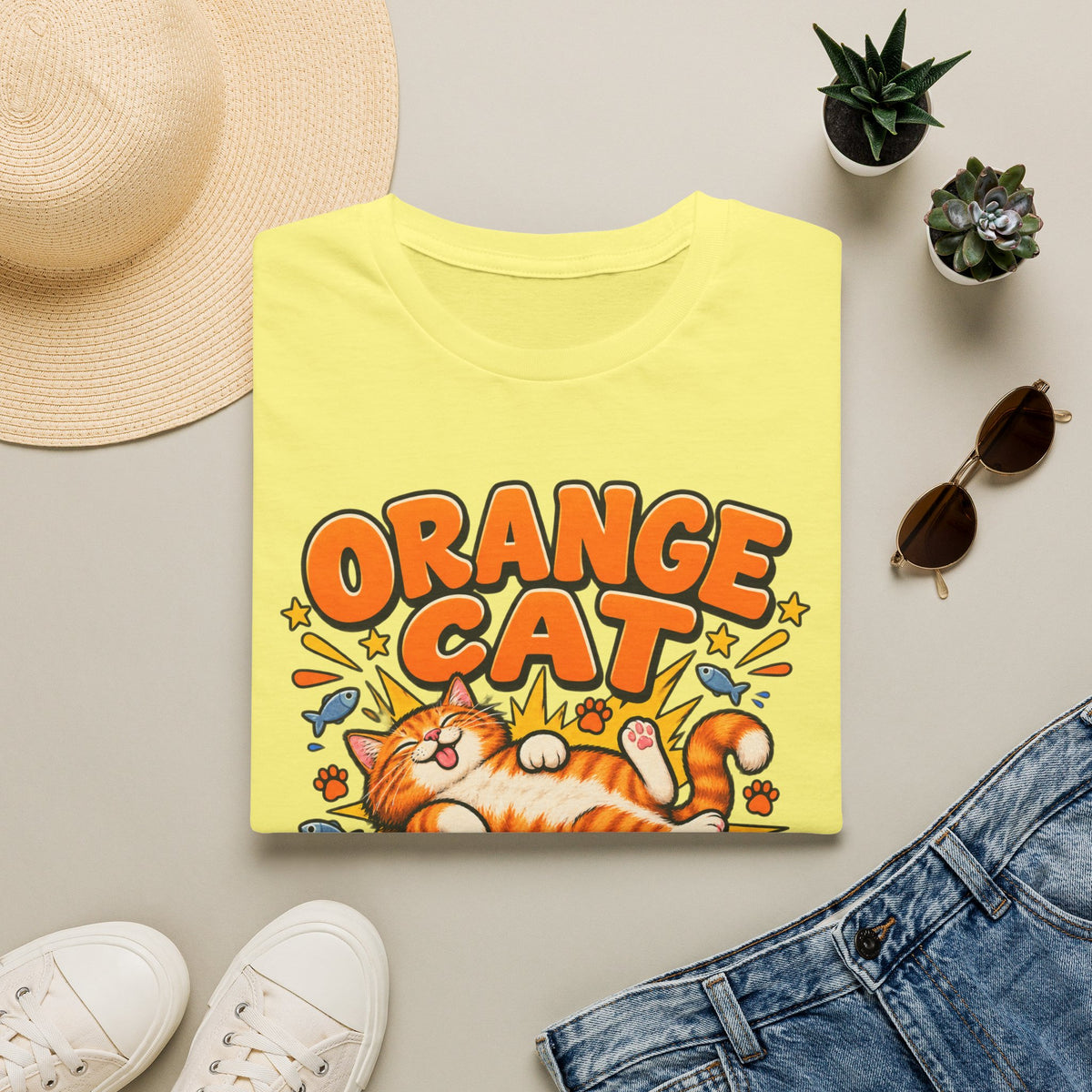Orange Cat T‑Shirt — “Orange Cat Logic: No Thoughts, Just Vibes” Cute Retro Kitty Tee