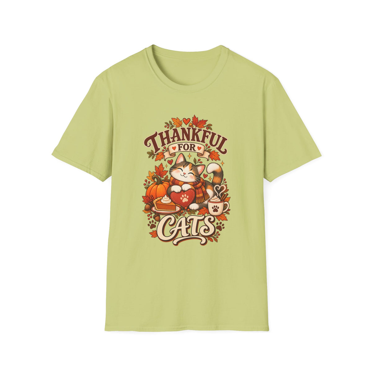 Thankful for Cats T-Shirt — Thanksgiving Fall Cat Lover Tee